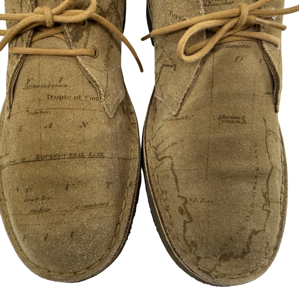 Supreme x Clarks Desert Chukka Boot Men Size 10.5 Tan Suede Map Print Crepe Sole - Picture 4 of 12